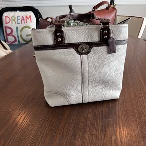 Coach White and Brown Tote Bag